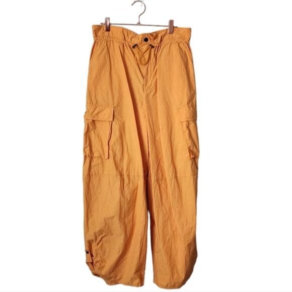 FREE PEOPLE Hallie Nylon Pants Cargo Oversized wide leg pants in orange size XS - Picture 2 of 12